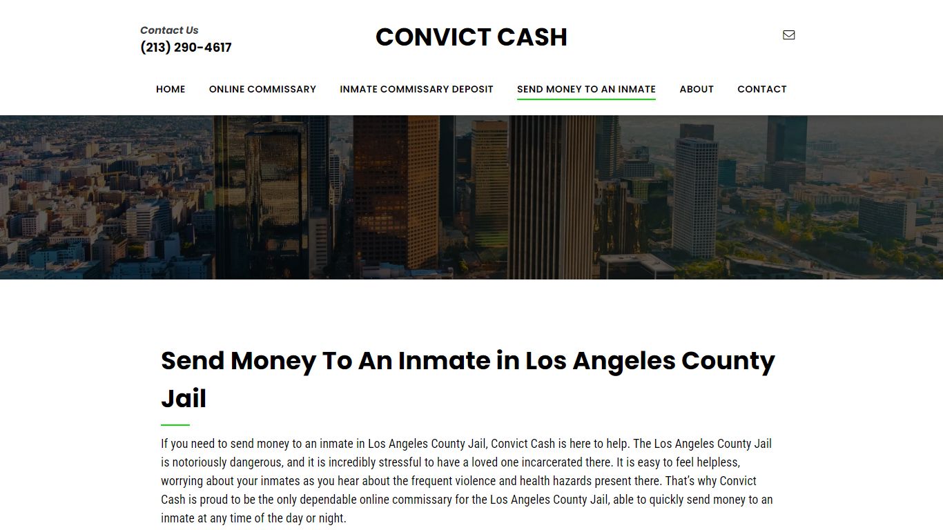 Send Money To An Inmate in Los Angeles County Jail
