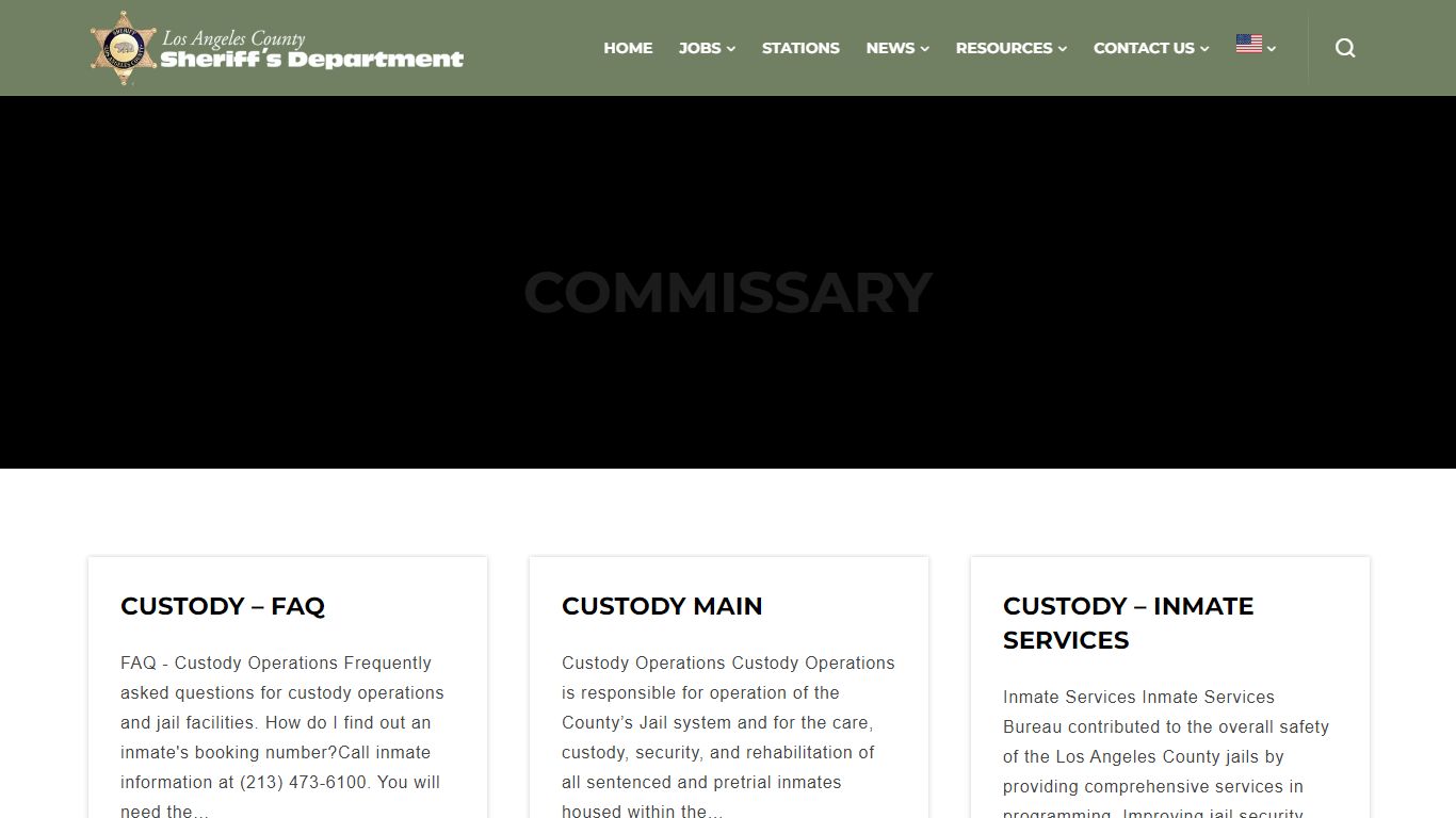 commissary - Los Angeles County Sheriff's Department
