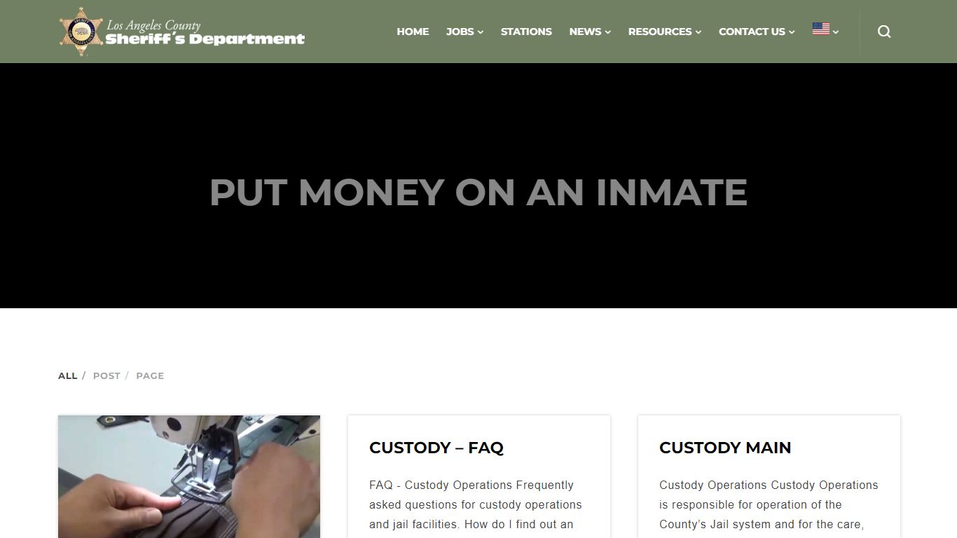 put money on an inmate - Los Angeles County Sheriff's Department